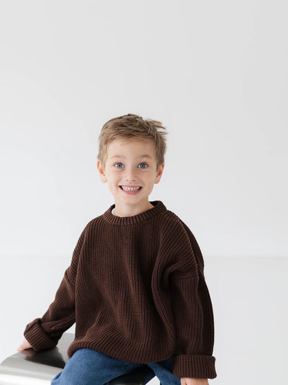 Atelier Rive - Kinder Chunky Knit Pullover dunkelbraun