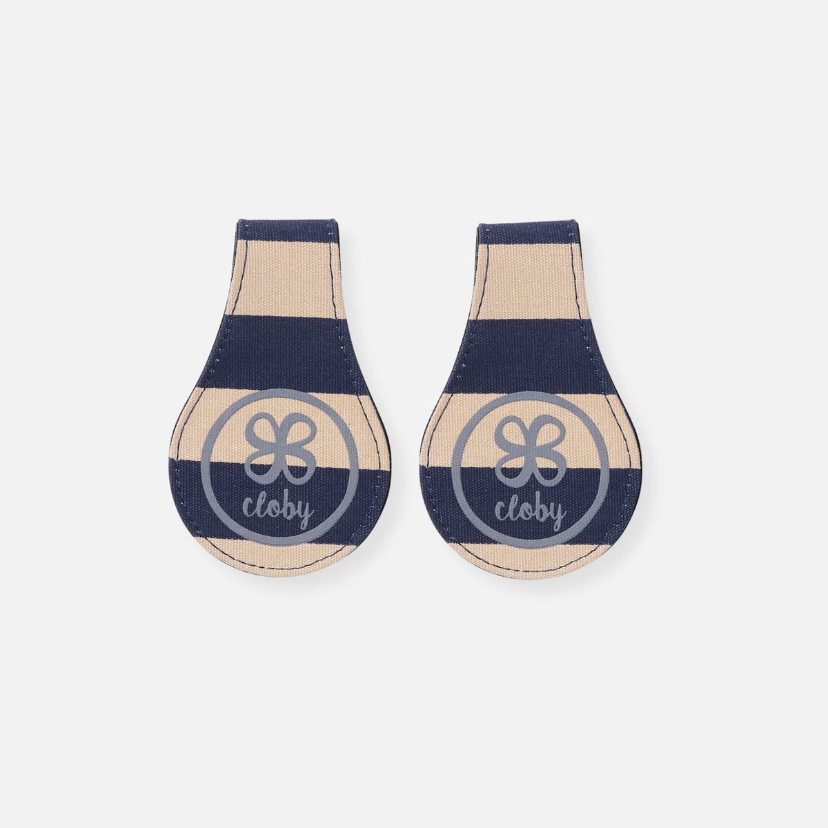 Cloby - Wendbare Leder Magnetclips blau/ Streifen