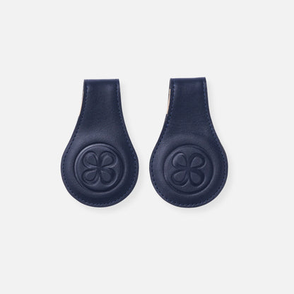 Cloby - Wendbare Leder Magnetclips blau/ Streifen