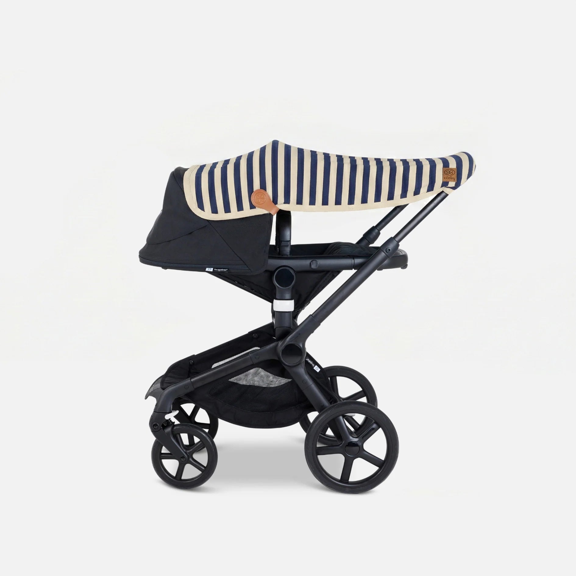 Cloby - Babydecke/ Sonnenschutz mit UV-Schutz 50 Streifen blau/ beige