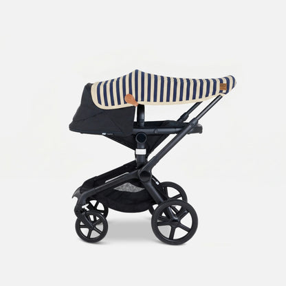 Cloby - Babydecke/ Sonnenschutz mit UV-Schutz 50 Streifen blau/ beige