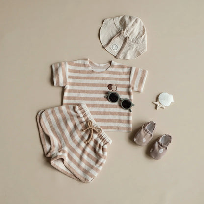 Cosy Roots - Kinder T-shirt „Terry“ braun-weiß gestreift