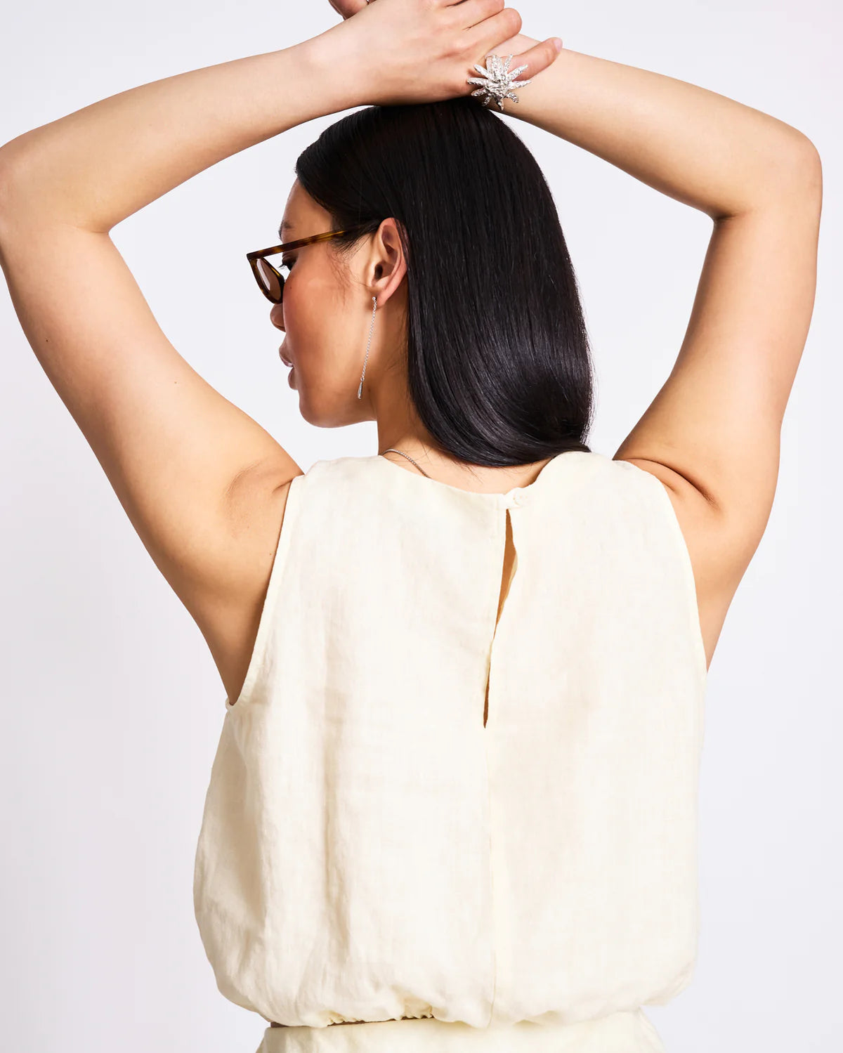 Jan ´n June - Crop Top Lupin aus Leinen in Creme