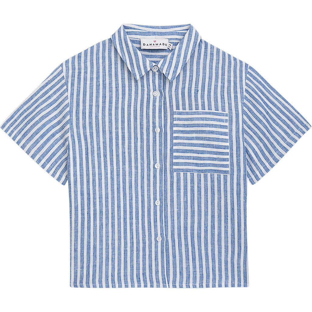 Danamade - Kinder Leinenbluse "Dnoa" blau weiß MINI &amp; ME