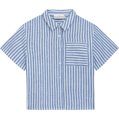 Danamade - Kinder Leinenbluse "Dnoa" blau weiß MINI &amp; ME