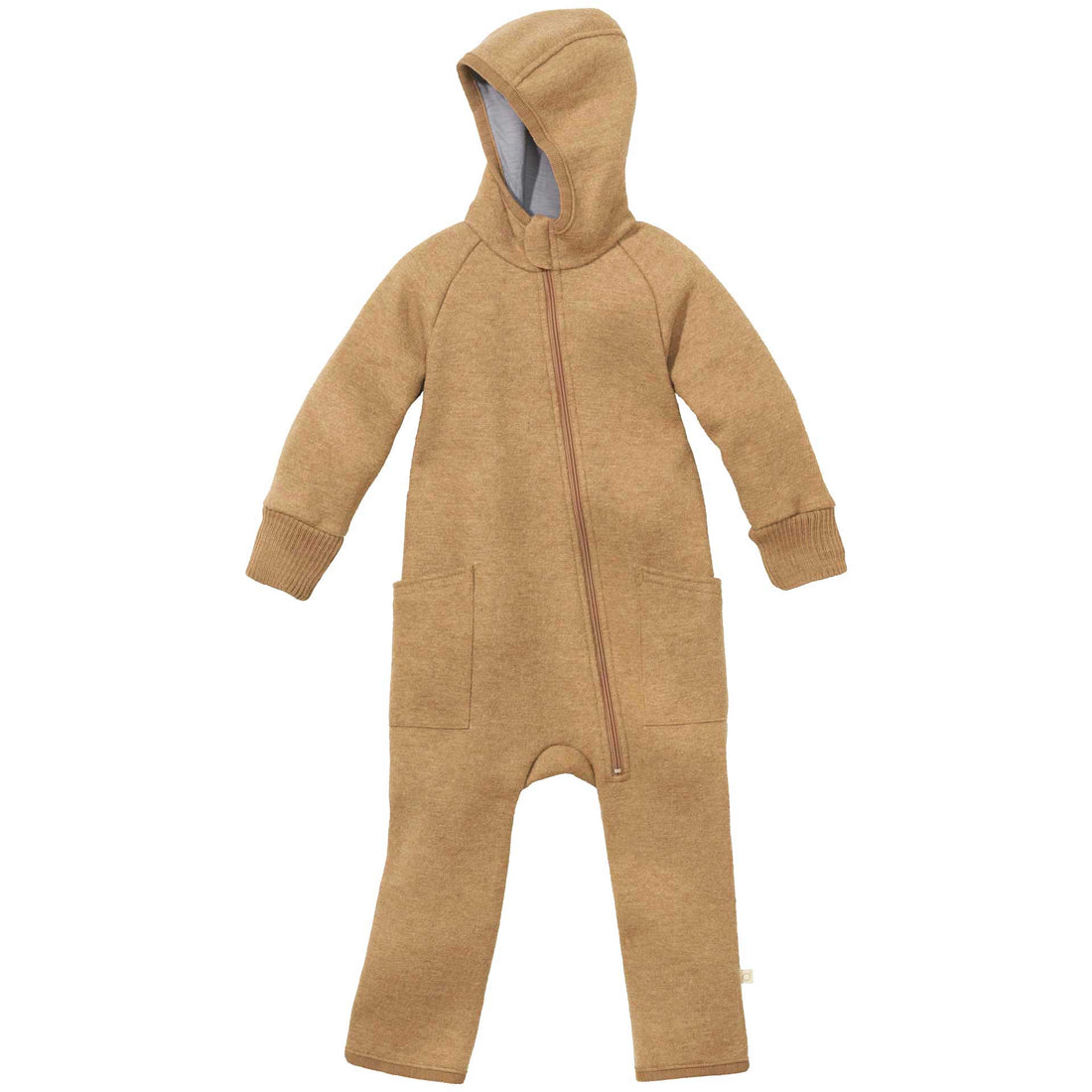 Disana - Kinder Walkoverall mit Reisverschluss Wolle beige-kraramell