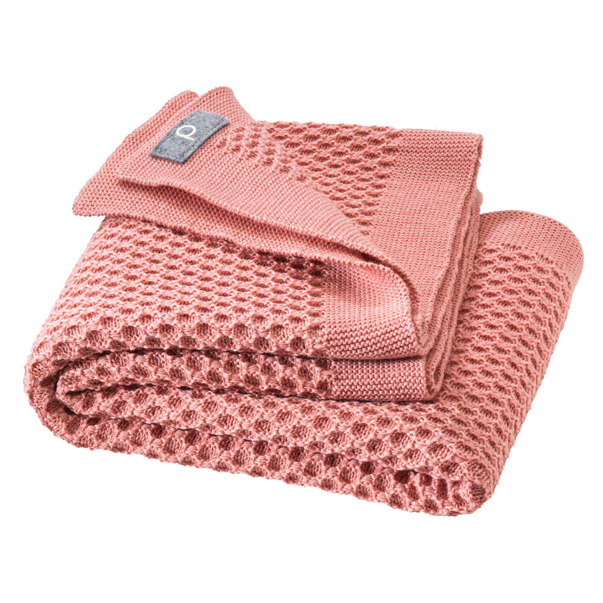 Disana - rosa Waben-Strickdecke aus Wolle 80x100cm
