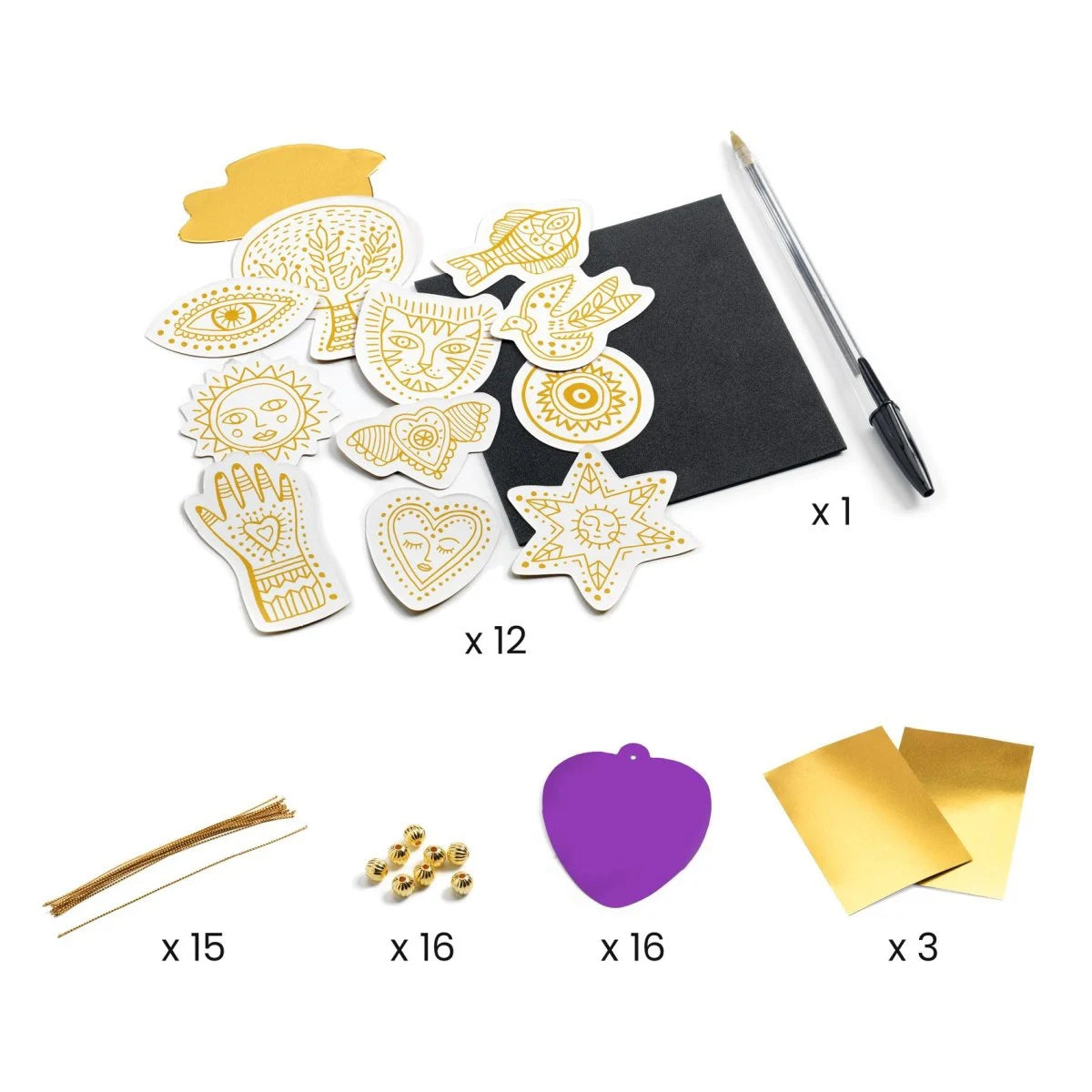 Djeco -  Kinder Bastelset Amulettes gold