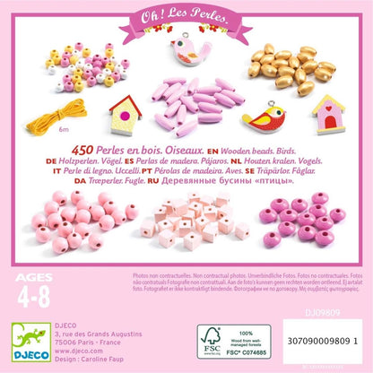 Djeco - Bastelset Holzperlen Schmuck Vögel