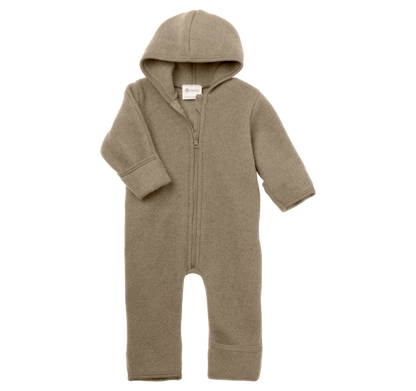 Engel - Baby Zip Overall Wollfleece mit Kapuze beige