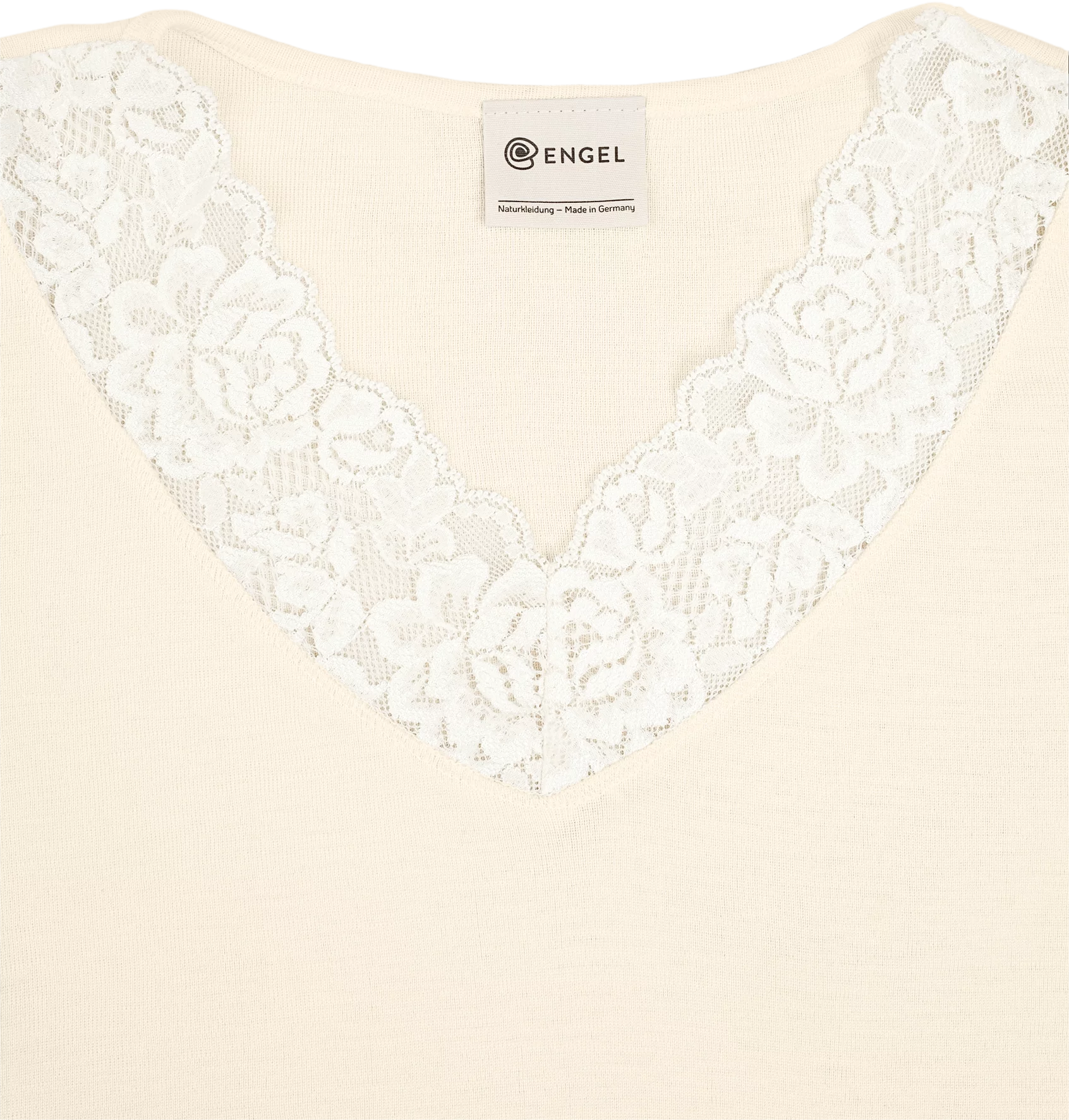 Engel -  Damen Langarmshirt Wolle/Seide mit Spitze natur