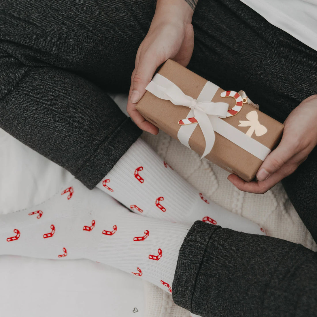 Eulenschnitt - Damen Socken Zuckerstangen