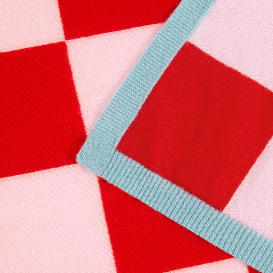 Finding Dodo - Babydecke Alma Cashmere Karo rosa/rot