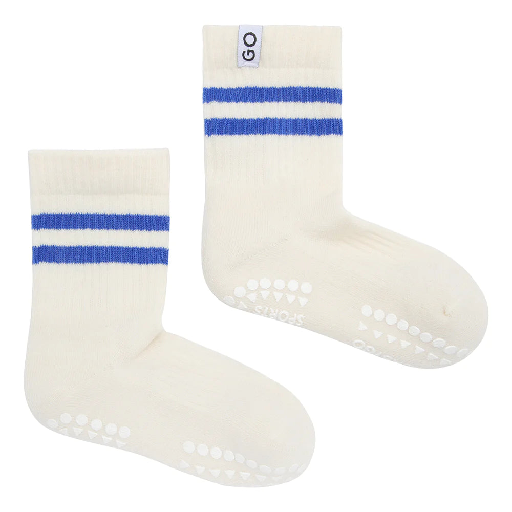 Go Baby Go -  Sport Stoppersocken weiß/ blau Mini &amp; Me Kinder-Damen-Herren Socken