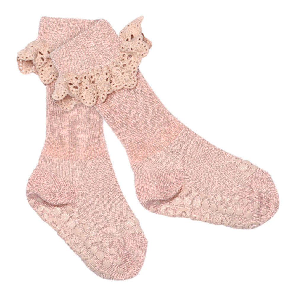Go Baby Go - Bambus Stoppersocken rosa Spitze
