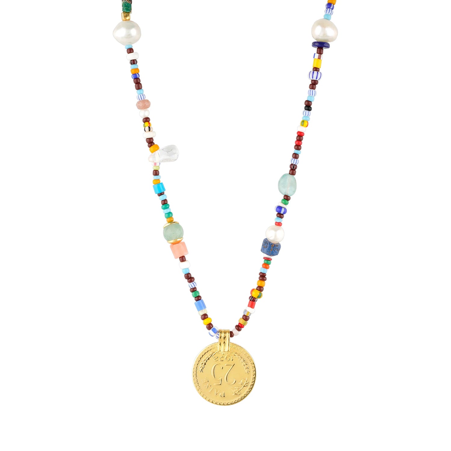 Hoffnungsträger - Bunte Choker-Kette Afrika Münze gold