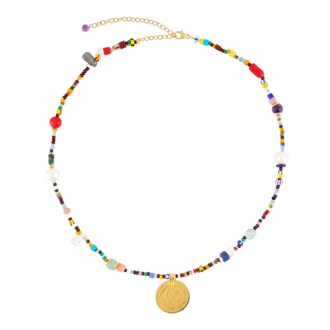 Hoffnungsträger - Bunte Choker-Kette Afrika Münze gold