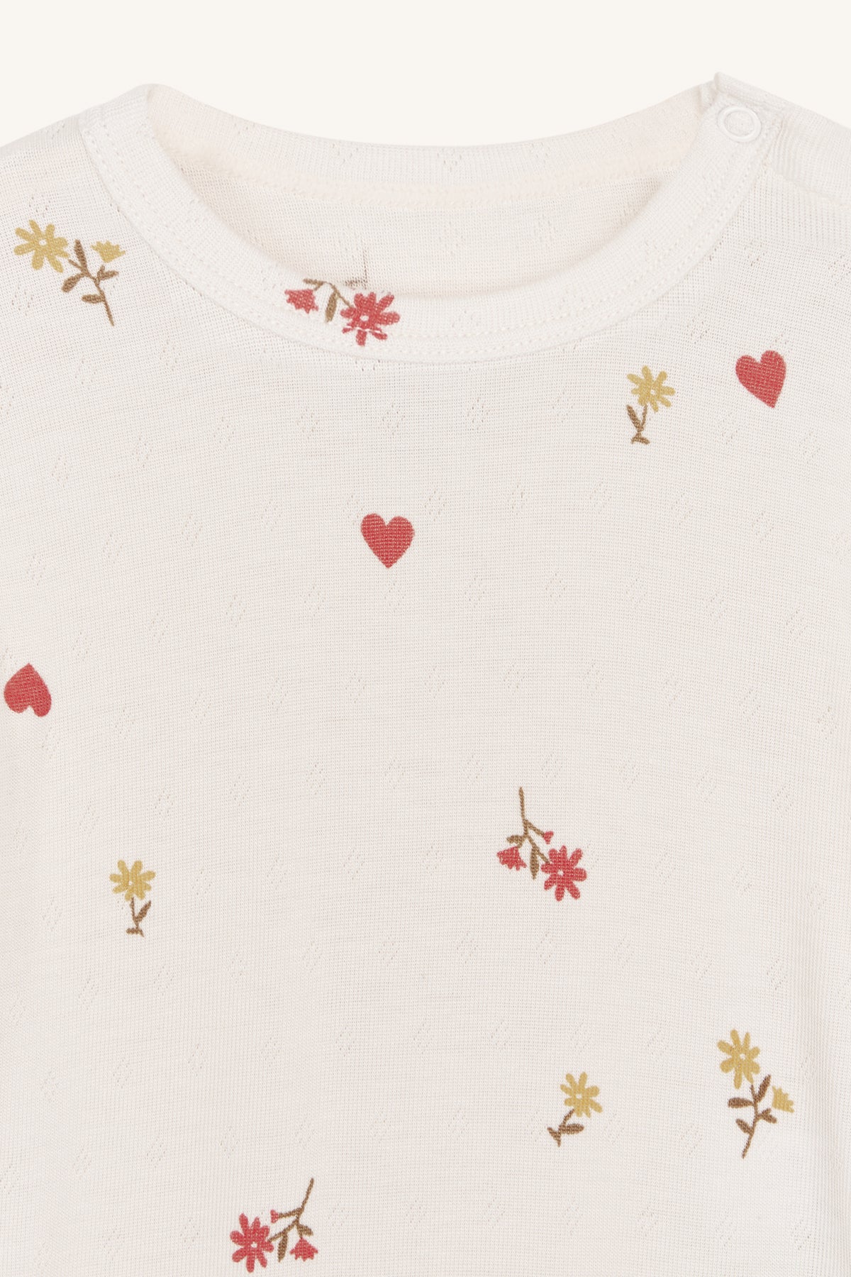 Hust &amp; Claire - Baby Body Buller Bambus natur mit Blumen &amp; Herzen