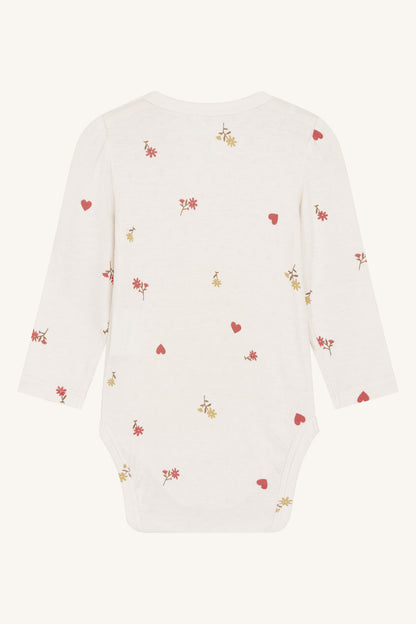 Hust &amp; Claire - Baby Body Buller Bambus natur mit Blumen &amp; Herzen