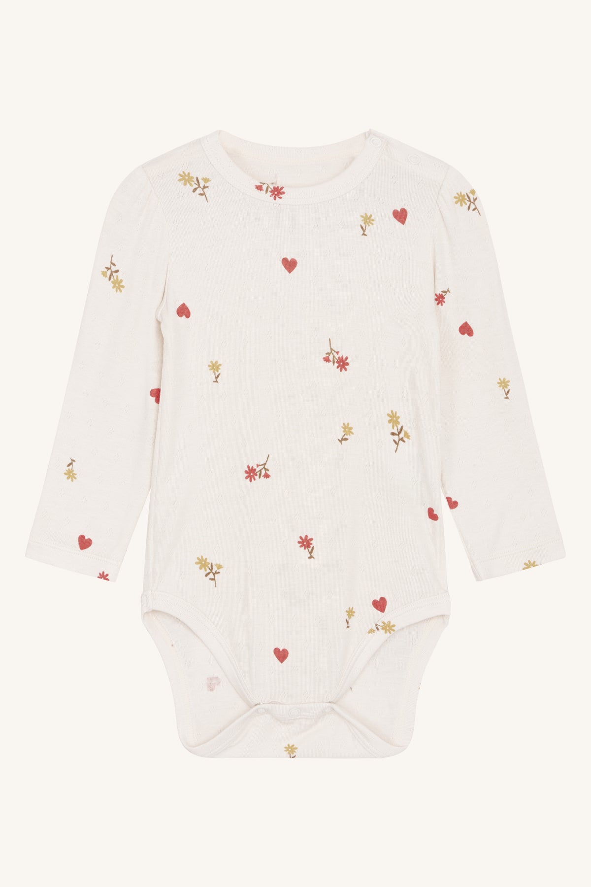 Hust &amp; Claire - Baby Body Buller Bambus natur mit Blumen &amp; Herzen