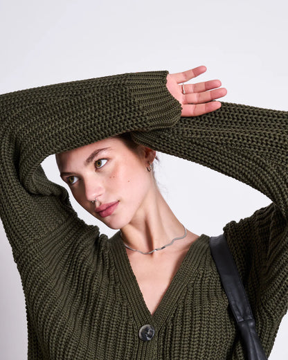 Jan ´n June - Strickjacke Lena olive Baumwolle (Bio)