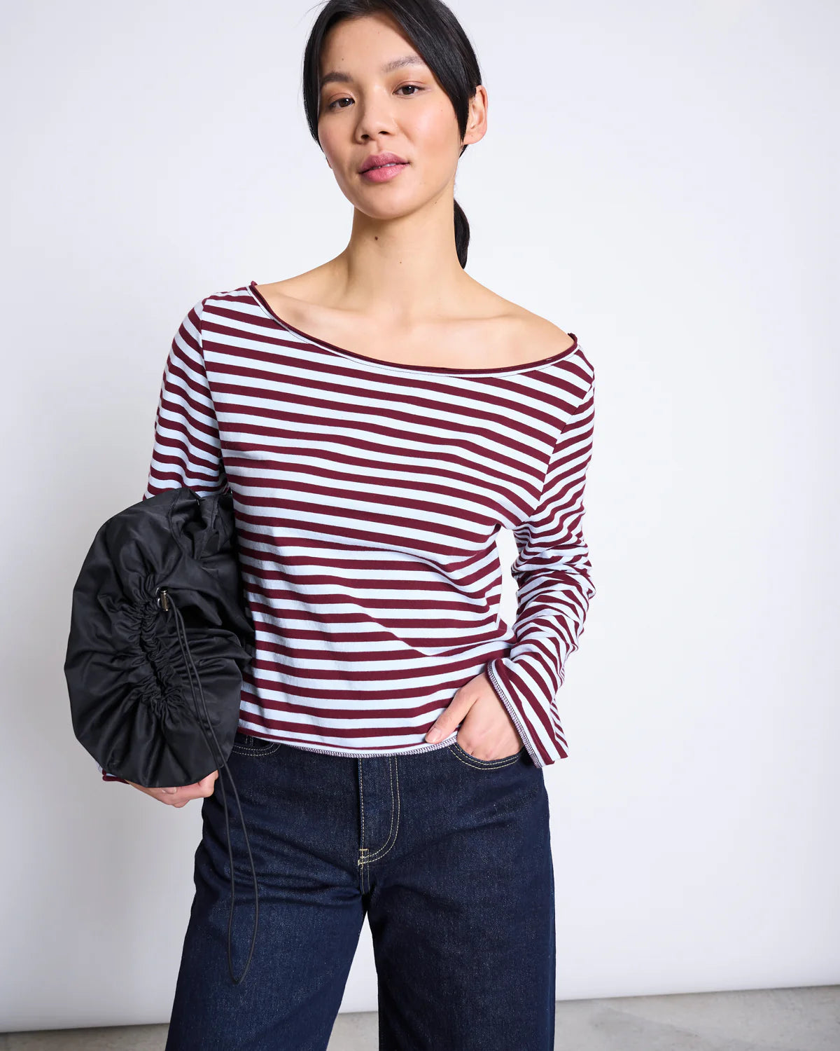 Jan ´n June - Offshoulder Langarmshirt Arba getreift Rot Blau