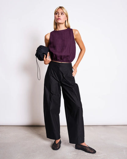 Jan ´n June - Crop Top Lupin aus Leinen in Kirschrot