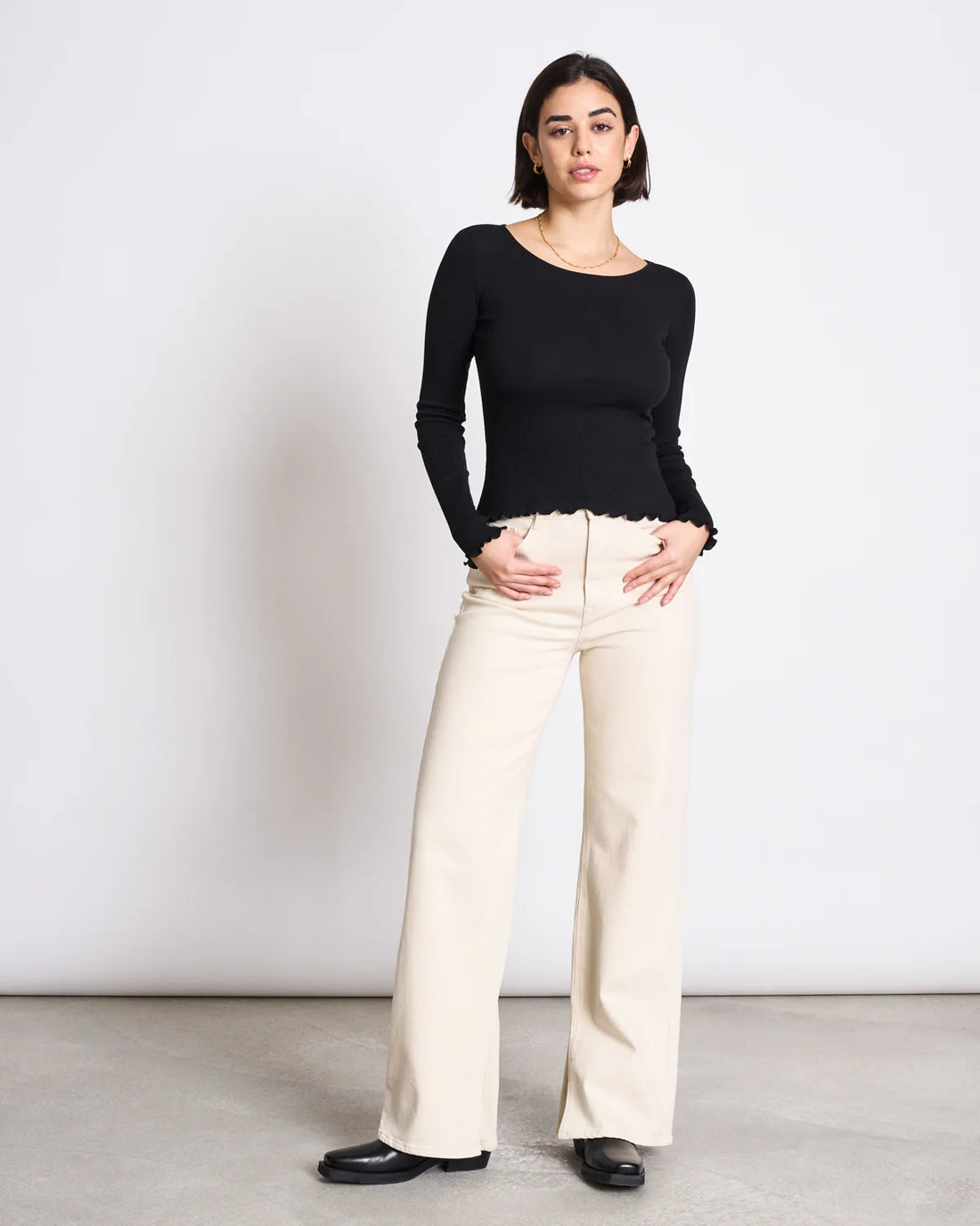 Jan ´n June - Minirib Shirt Aversa schwarz Biobaumwolle