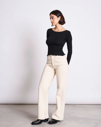 Jan ´n June - Minirib Shirt Aversa schwarz Biobaumwolle