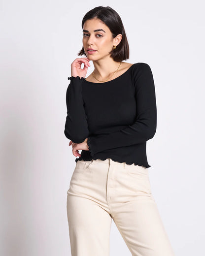 Jan ´n June - Minirib Shirt Aversa schwarz Biobaumwolle