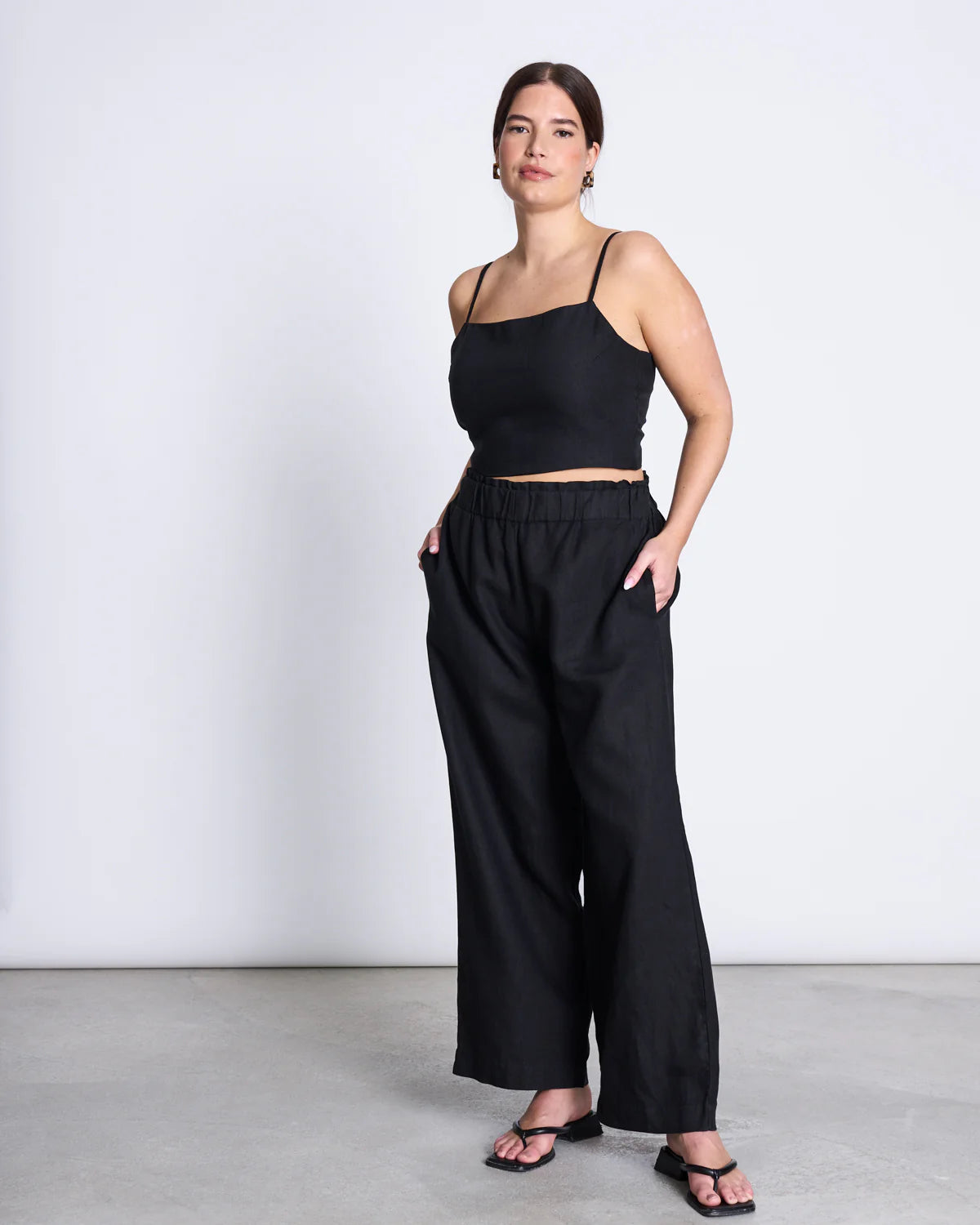 Jan ´n June - Beveren schwarze Leinenhose