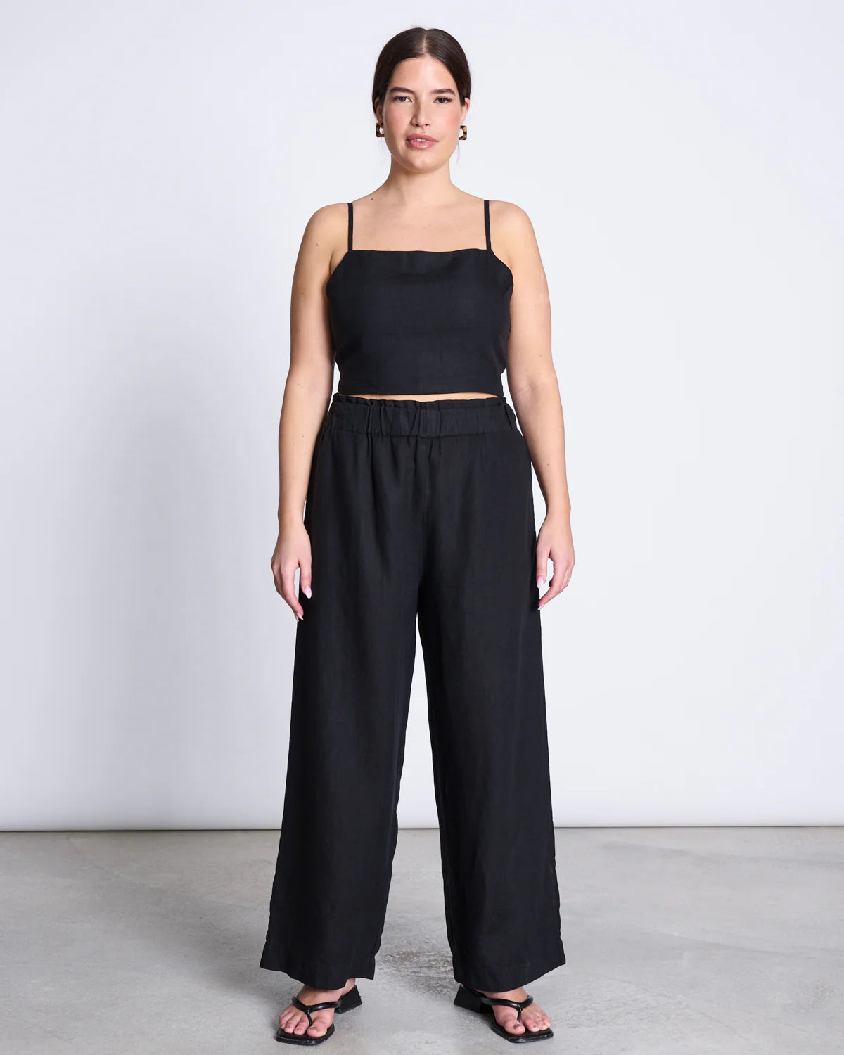 Jan ´n June - Beveren schwarze Leinenhose