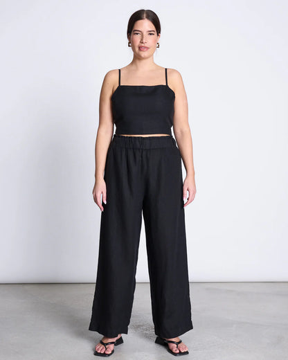 Jan ´n June - Beveren schwarze Leinenhose