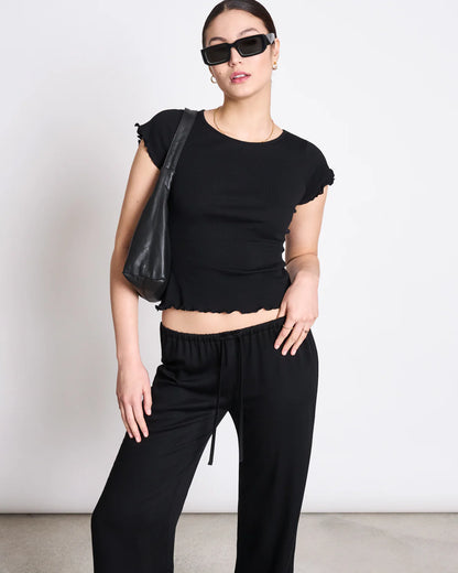 Jan ´n June - Minirib T-Shirt Ren schwarz