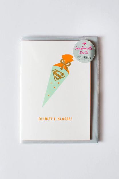 Von Rike - Karte Schulkind Grün