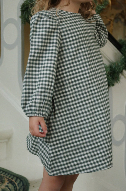 Konges Slojd - Baby Kleid "Foret" in grün kariert aus Baumwolle