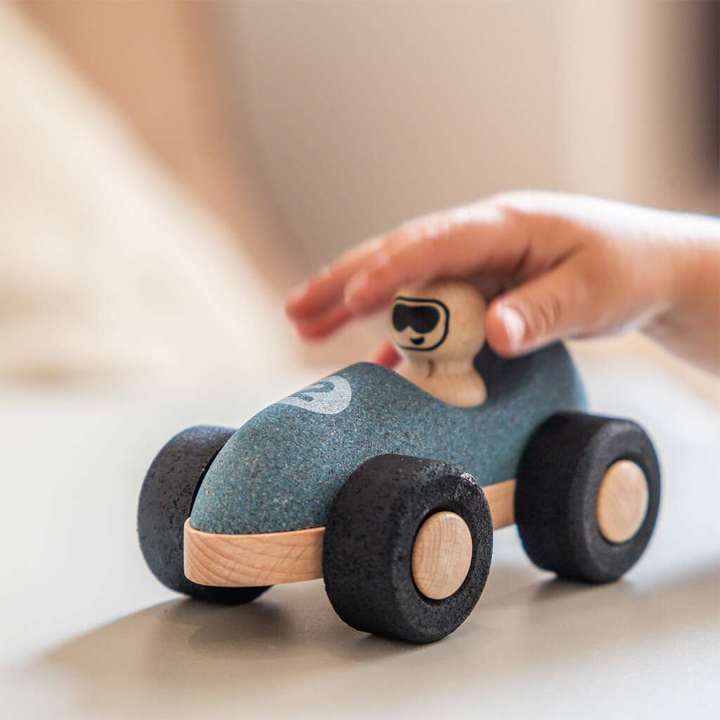 Korko Schiebefahrzeug aus Kork Blau