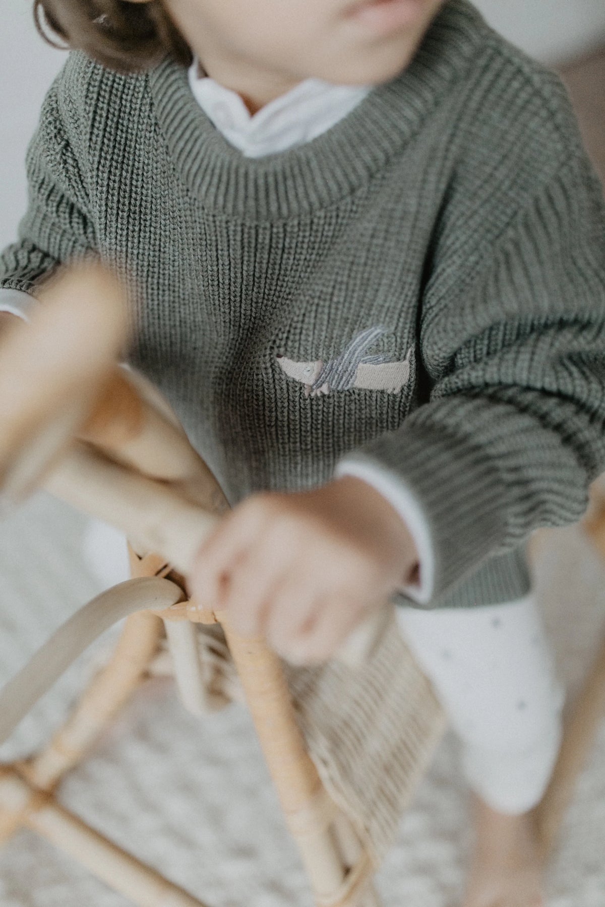 Leevje - Kinder Strickpullover Wolle/ Baumwolle grün