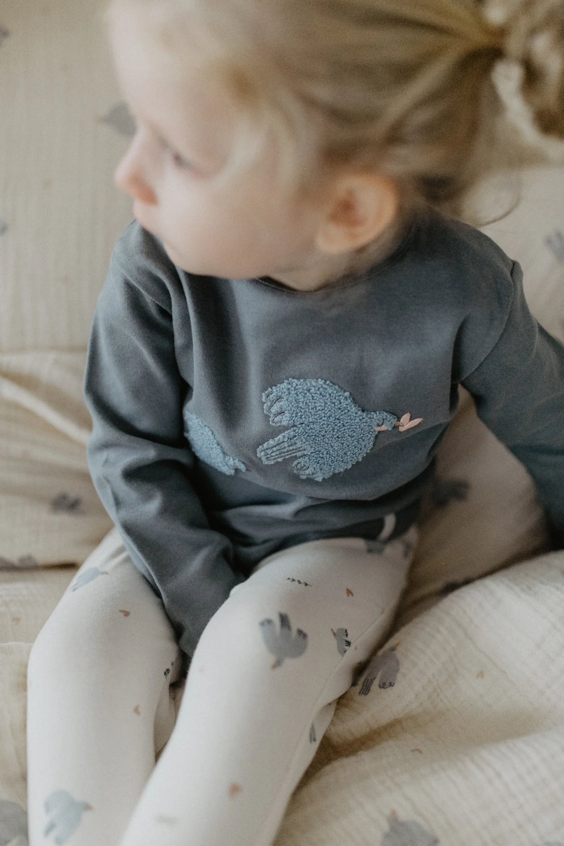 Leevje - Baby Schlafanzug Vögel Baumwolle (bio)