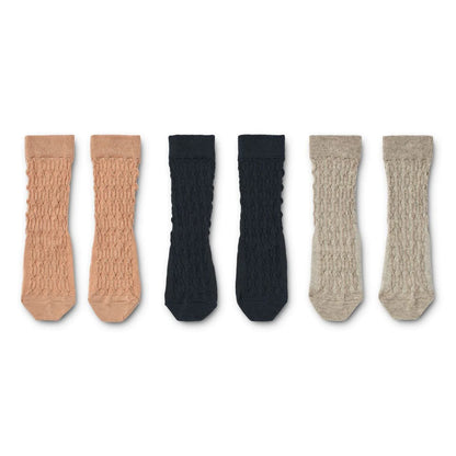 Liewood - Socken 3-er Pack rosa, schwarz, natur