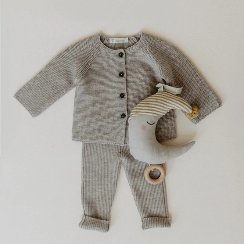 Lille Toni - Kinder Leggings "Finn" braun aus Merinowolle mit Strickjacke