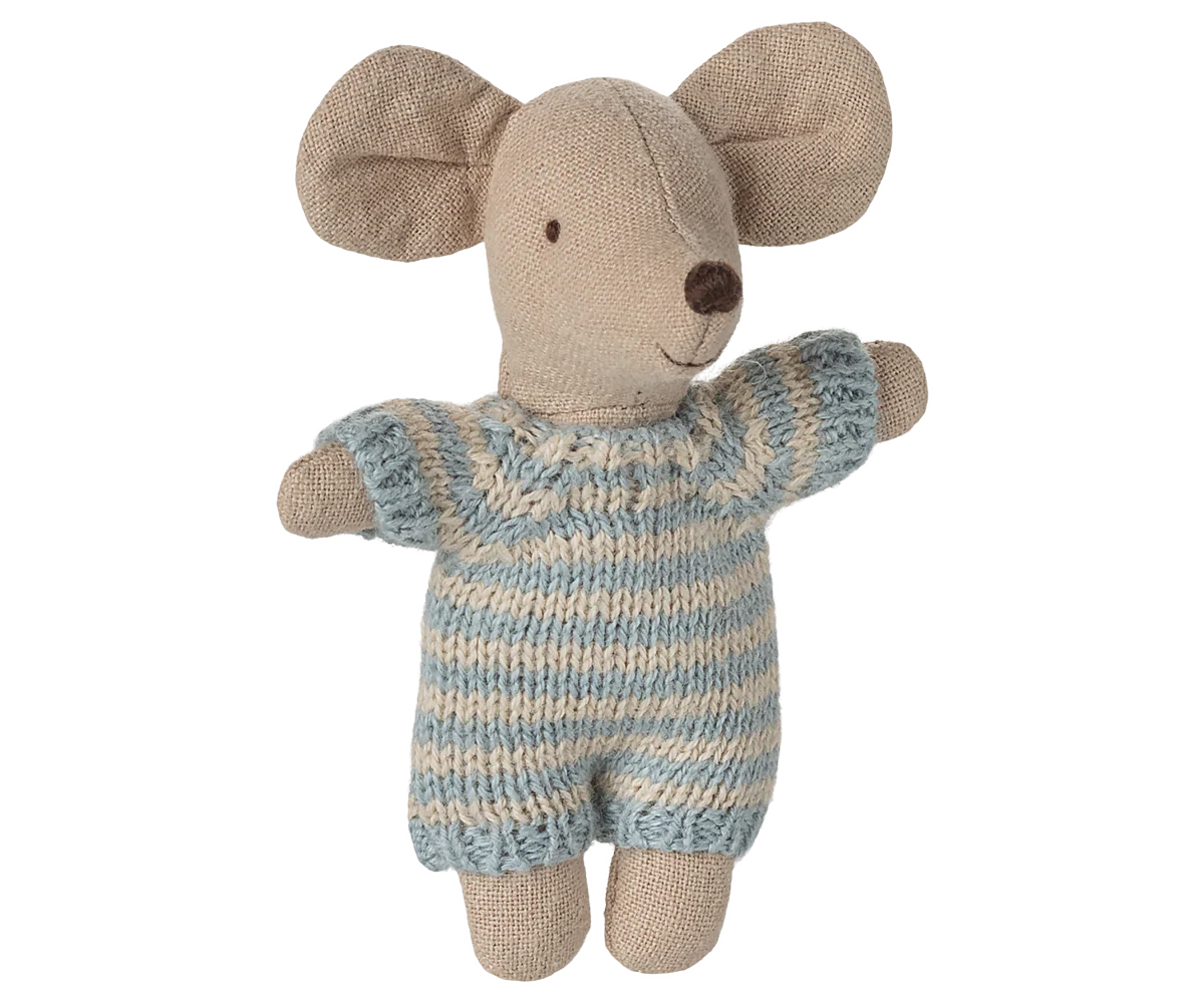 Maileg - Babymaus in der Tragentasche blau