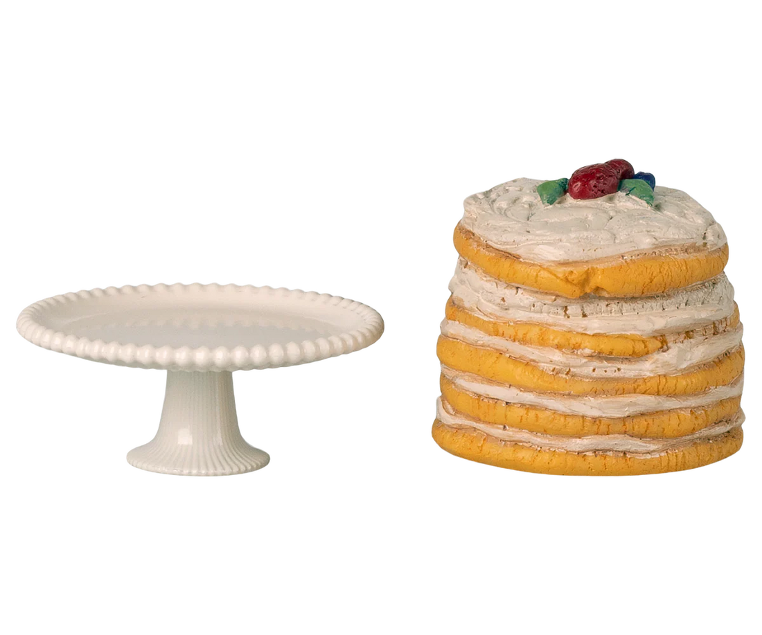 Maileg - Partykuchen und Kuchenplatte Maus weiß