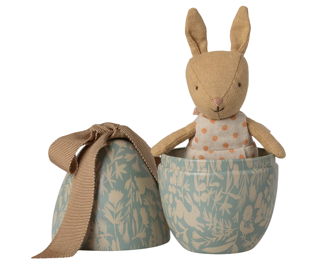 Maileg -  kleines Osterei mit Mikro Hase blau
