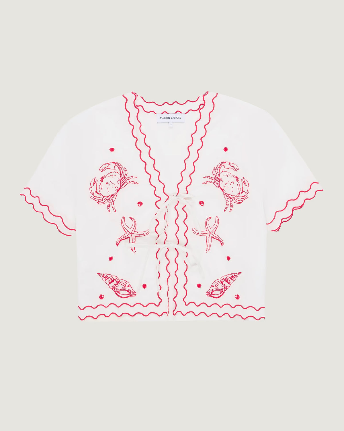 Maison Labiche Paris - Damen Bluse Stickerei Meeerestiere