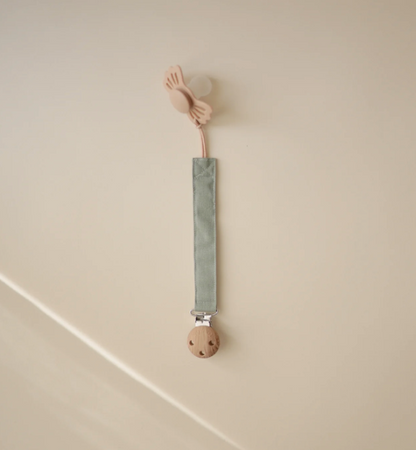 Mushie - Baby Schnullerband Leinen mint