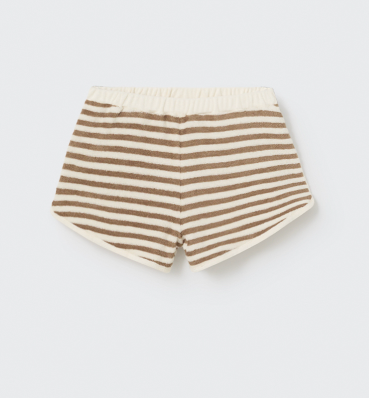 My Little Cozmo - kurze Kinder Hose aus Frottee braun gestreift
