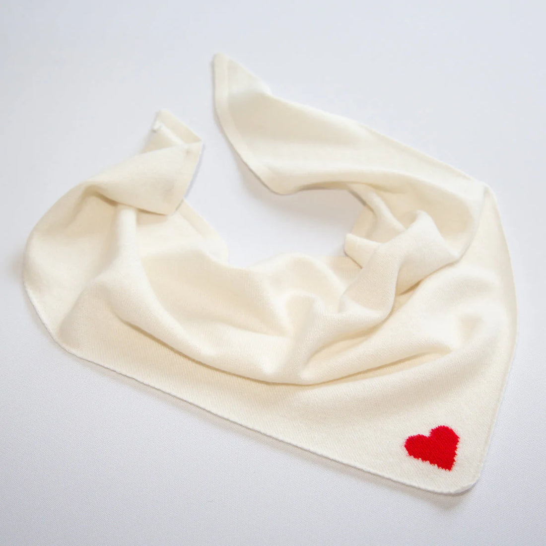 Papa Lobster - Cashmere Dreieckstuch LITTLE HEART Naturweiß