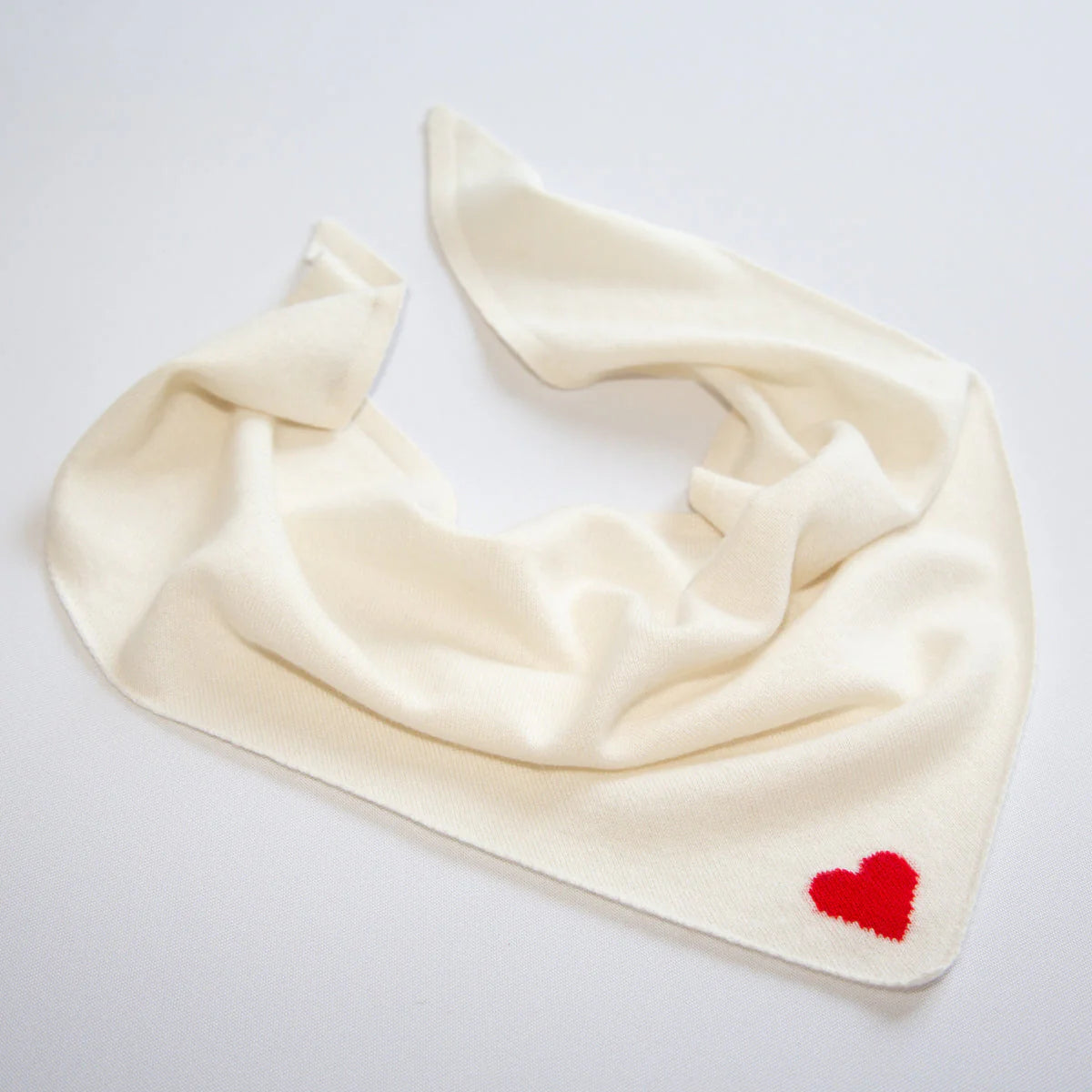 Papa Lobster - Cashmere Dreieckstuch LITTLE HEART Naturweiß