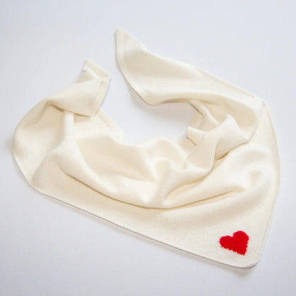 Papa Lobster - Cashmere Dreieckstuch LITTLE HEART Naturweiß